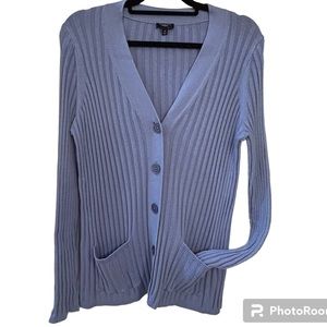 Talbots Periwinkle Blue Ribbed Cotton Cardigan Sweater Size 1X